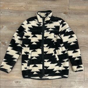 North Face Black and White Fleece Jacket